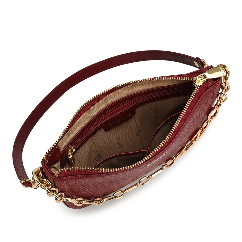 Da Milano Cherry Small Franzy Leather Baguette - Cherry for Women | Best Price UAE
